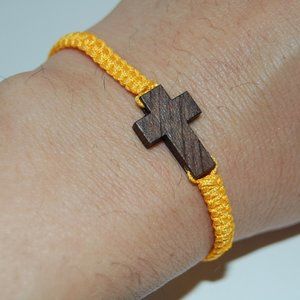 Cross Bracelet,Drawstring Bracelet,Cross String Bracelet,Wood Cross Bracelet